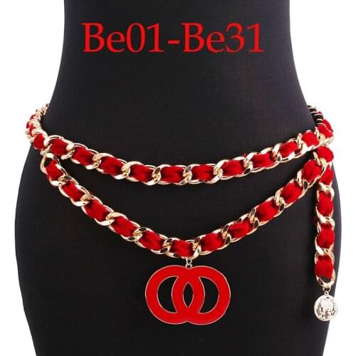 New Bohemian Women Custom rand Letter Chain Fashion Black Belt Elegant Ladies Waist Chain Dress Decoration BeltsSlim Belt