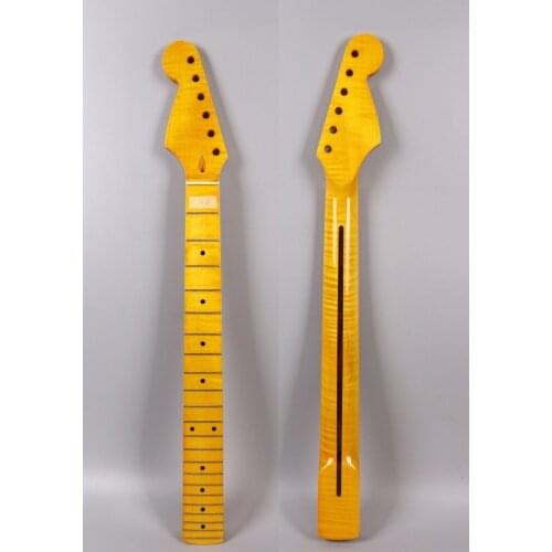 One YELLOW electric guitar neck 25.5'' inch 22 MAPLE made and MAPLE fingerboard