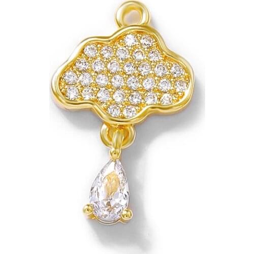 Factory wholesale Gold Color Brass and Zircon Clouds Charms Pendants Necklace and Bracelet Earring Diy Jewelry Accessories