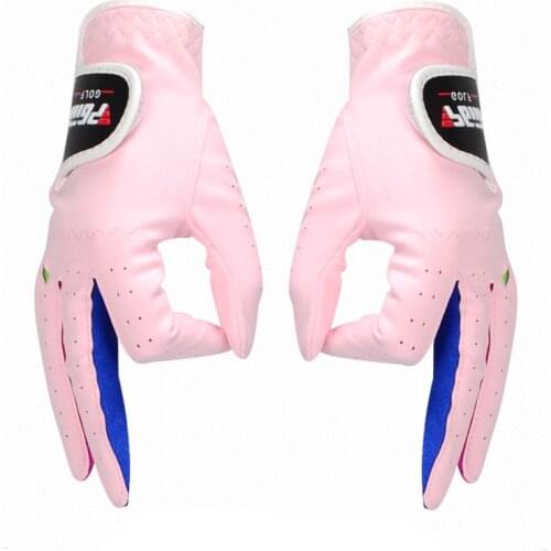Pgm Boys Girls Golf Gloves Outdoor Sport Superfine Fiber Cloth Golf Gloves Breathable Anti-Slipping Gloves Pair White /Pink