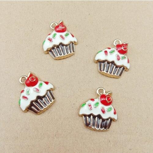10pcs 19x18mm food cake Enamel Charms Pendant for Earring DIY Jewelry Accessories Kids Charms for Jewelry Making