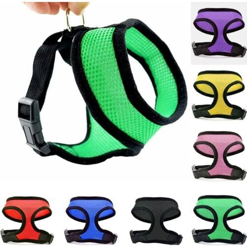 Net Dog Harness Vest Adjustable Breathable Mesh Dog Harness Small Medium Dog Breast-band Vest Smal Pet Dogs Collar Nylon Harness