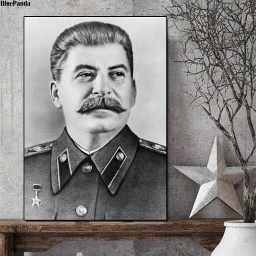 Stalin Portrait Canvas Poster Print Figure painting Minimalist Art Black White Wall Picture Modern Home Decoration