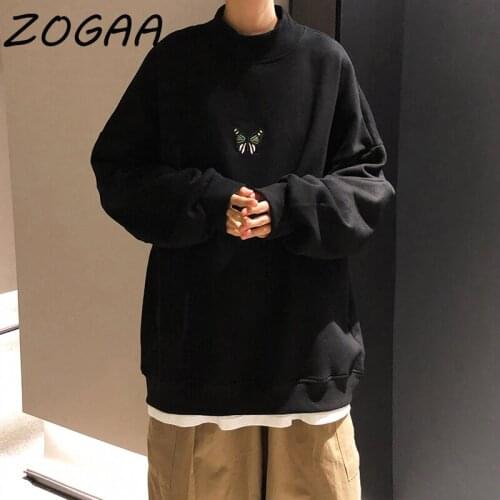 ZOGAA Fall/Winter Fashion Mens Sweatshirt Round Neck Butterfly Print Men Casual Hoodie 2021 Harajuku Men Loose Hoodie Pullover
