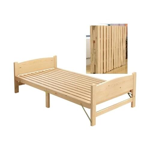 Solid wood folding bed single double bed adult lunch break 1.2 m childrens board bed wooden bed cot
