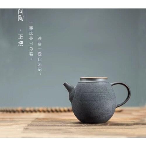 Japanese side handle tea pot ceramic handmade rough pottery kungfu teapot Chinese small teaware