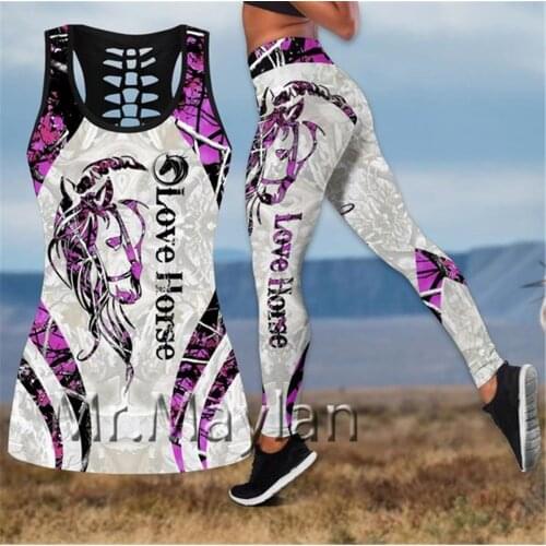 Love Horse 3d digital printed hollow tanktop women sexy vest girls fashion kawaii pink tank tops clothes ropa mujer drop ship
