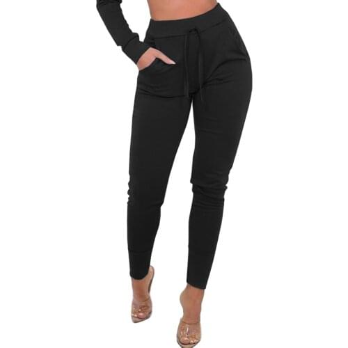 Womens Tracksuit Bottoms Pants 2020 Casual Solid Loose High Waist Lacing Drawstring Harem Pants With Size Pockets Sportswear