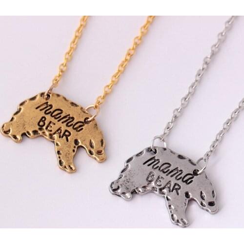 RONGQING 1pcs Hot Sale Jewelry mama bear necklace wholesale alphabet name necklace 2019 Animal Necklace