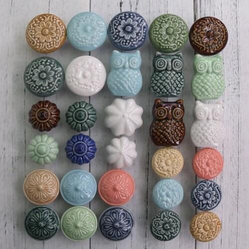 1x Multi Designed Home Decor Ceramic Cabinet Drawer Knobs Colorful Cupboard Door Knobs Dressser Wardrobe Pull Handle