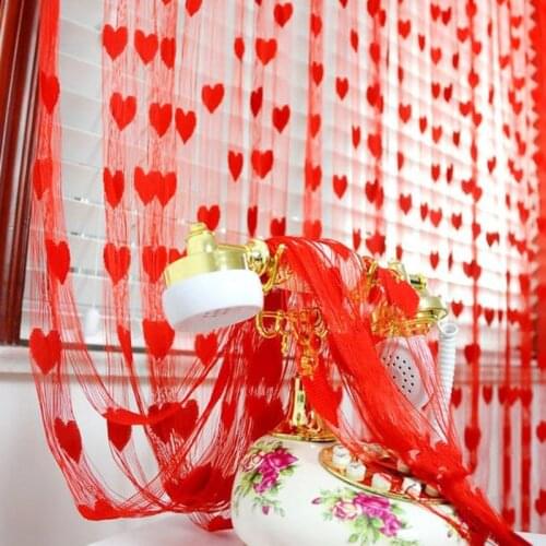 200*100cm Heart Design Curtains Romantic Marriage Room Door Valance Classic Line String Window Divider Curtains