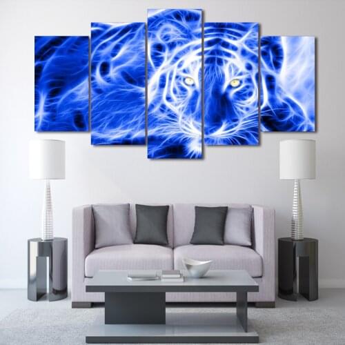 HD printed 5 piece canvas art Abstract animal tiger painting wall pictures for living room modern free shipping/ny-261