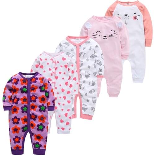 5PCS/Set Baby Girl Clothes Knitted Cotton Newborn Baby Boy Romper ropa para bebe Romper Baby Clothes Pyjama bebe Jumpsuits