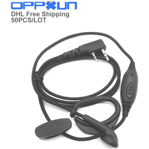 50PCS/LOT 2 Pin Mic PTT Headset for KENWOOD KPG27D TH-D7 TK-270 BAOFENG BF-888S UV-5R Ham Radio Walkie Talkie