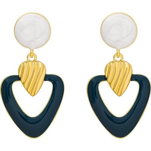 925 Silver Pin Enamel Earrings for Girls 2021 New Fashion Jewelry Female Elegant Earings Vintage Love Ear Studs