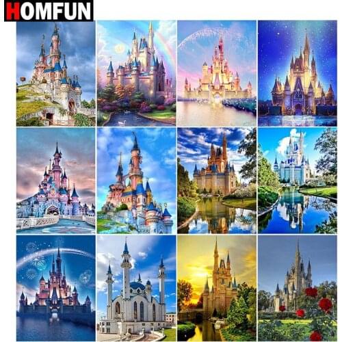HOMFUN Full Square/Round Drill 5D DIY Diamond Painting "Castle landscape" Embroidery Cross Stitch 5D Home Decor Gift