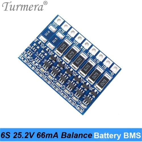 Turmera 6S 24V Balance BMS Lithium Battery Protection Board 66mA Balancing Current for 21.6V 25.2V Screwdriver Battery Pack Use