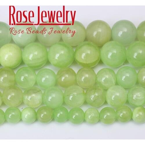 Natural Stone Flower Green Jades Beads Round Loose Beads For Jewelry Making DIY Bracelets Necklace 15'' Strand 4/6/8/10/12 mm