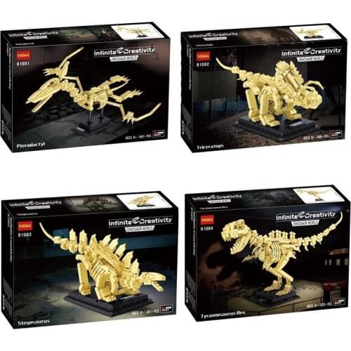Jurassic Dinosaur World Park Series T-rex Triceratops Skeleton Building Blocks Indominus Rex Dino Fossil Bricks Toys Kids Gifts
