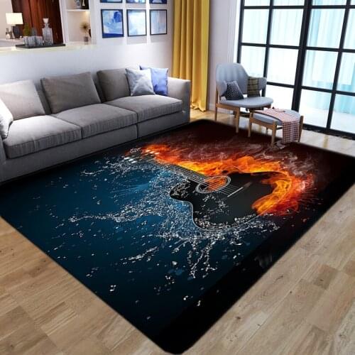 Dream flame Guitar Carpets Printed Anti-slip Area Rug Living Room Bedroom kids room Bedside Bay Window Sofa Floor Decor play Mat