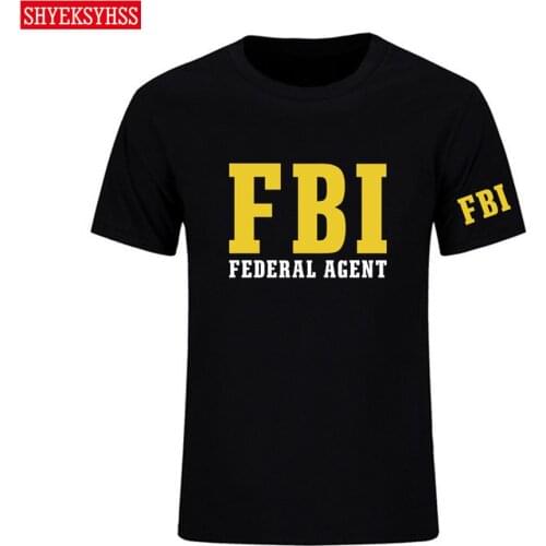 FBI men T shirt agent secret service police CIA Staff Men Front and Back Print Tshirt Summer Short Sleeve Tops Tees T-Shirt