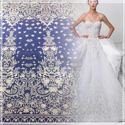 Hot selling best price french lace wedding lace fabric ivory Table Cloth DIY Crafts women dress lace fabric