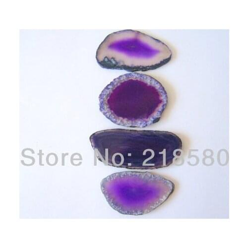H-AS04 10pcs Purple Stripped Created Agates slice Beads 5cm-9cm Long Random In Shape