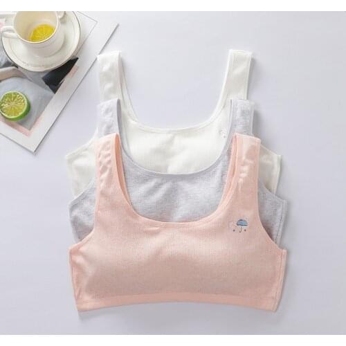 Cotton Girls Sport Vest Training Bra Teen Students Breathable Underwear Puberty Adolescent Wireless Bra for Teenager 9-16T