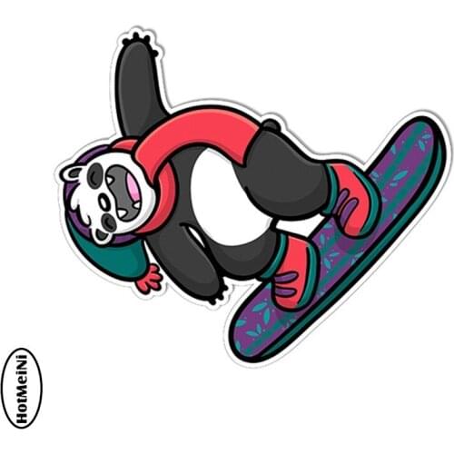 HotMeiNi 13cm x 11.1cm Panda Snowboarding Sticker Cartoon Animal Car Styling Funny Car Bumper Laptop Decal Vinyl Car Sticker
