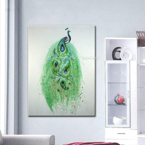 Mintura Art Abstract Canvas Paintings Hand Painted Peacock Animal Painting Modern Poster Wall Picture for Living Room Home Decor