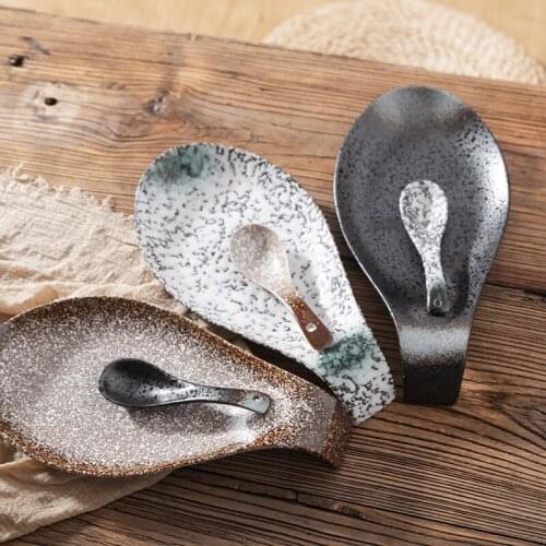 Japanese Marble Patterned Ceramic Dish with Handle Hotel Restaurant Kitchen Tableware Household Steak Sushi Main Dish Fish Dish