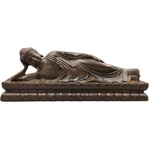 Chinese old Bronze statue of Pure copper Brass Sleeping buddha