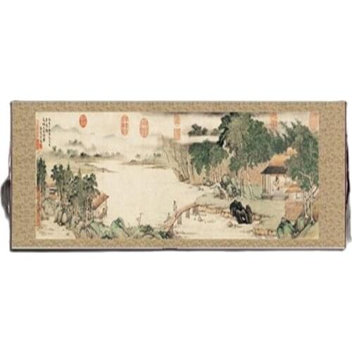 China old paper long Scroll painting Celebrity painting < picture of Wen Zhengming visiting friends with Qin