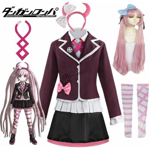 Danganronpa Another Episode Ultra Despair Utsugi Kotoko Cosplay Costume Women Girls Anime JK School Uniform And Pink Wig