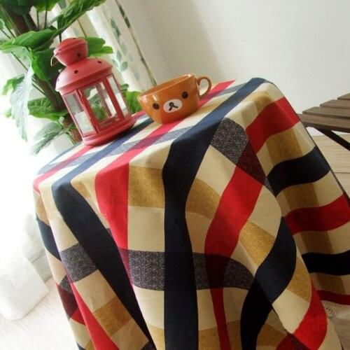 Red and black stripe European rural Style cotton and linen tablecloth for Dinning Table Tea Tables Table cloth