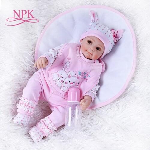 NPK52CM newborn sweet face lifelike bebe doll reborn baby soft touch cuddly baby hand rooted hair high quality collectible doll
