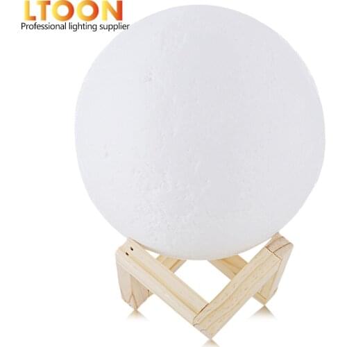 [LTOON]Rechargeable 3D Print Moon Lamp 2 Color Change Touch Switch Bedroom Bookcase Night Light Home Decor Creative Gift