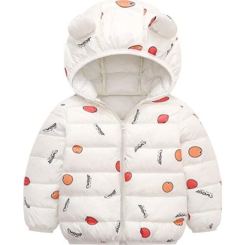 Fashion Cartoon Down Jackets For Girls Winter Boys Cotton Jacket Baby Lightweight Coats Kids Hooded Coats Childrens Outerwear