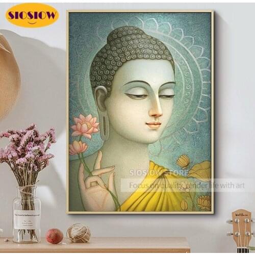 SIOSIOW 5D DIY Diamond Painting Buddha Full Drill Square Daimond Embroidery Chinese Cross-stitch Mosaic Buddhism Religious Gifts