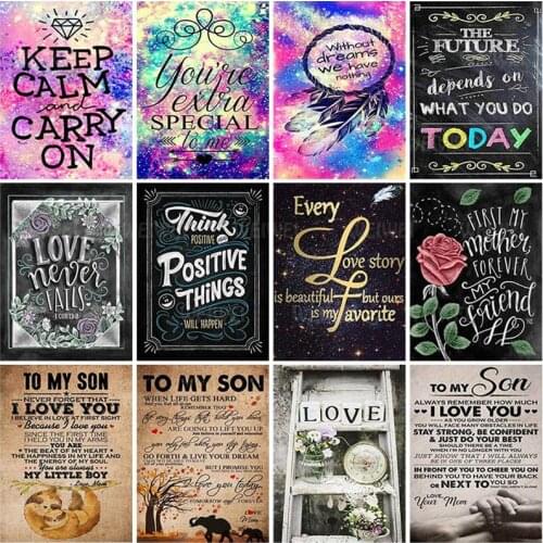 Keep Calm Carry On 5D Diamond Painting Kits for Adults Life Quotes Diamond Mosaic Full Diamond Embroidery Cross Stitch Kit Decor