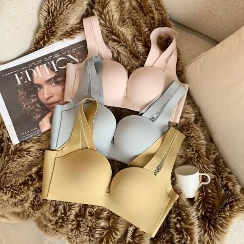 Wriufred Underwear womens one-piece bra gathered adjustment type no steel ring upper support breathable lingerie