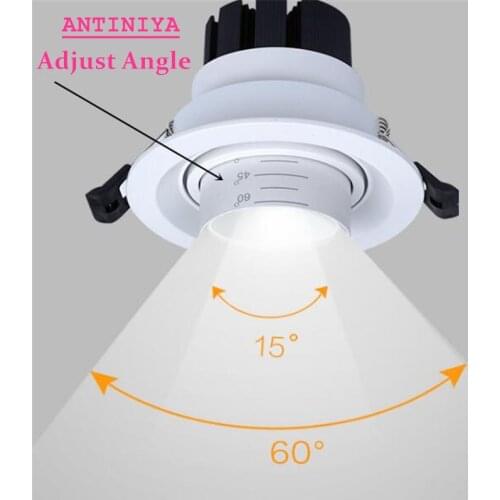 Dimmable LED Embedded Zoom 15-60 degrees COB Downlights 8W 12W 15W 18W21W24W Ceiling Lamp Spot Lights AC110-220V Indoor lighting