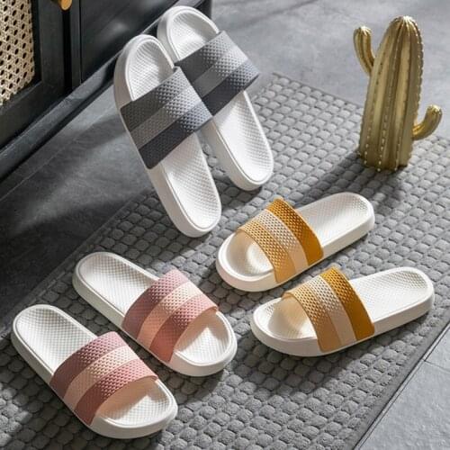 Slippers Women Summer Stripes Couples Drag Women Home Indoor And Outdoor Wear Flat-Bottom Bathing Sandals And Slippers Men