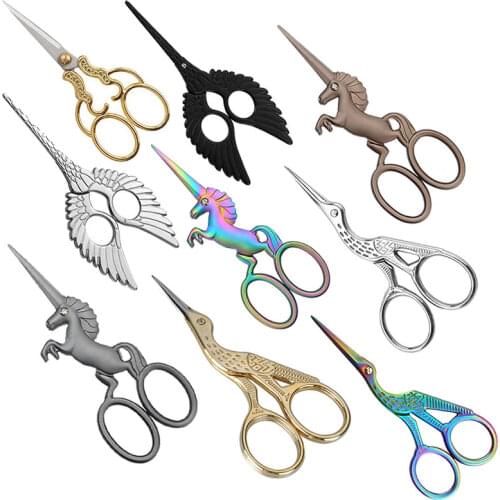 Cross-stitch Sewing scissors,Fabric for sewing threads scissors cutter,stork Unicorn vintage scissors Sew accessories