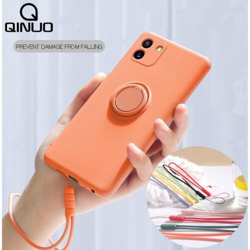Soft Liquid Silicone Cases For iPhone 11 12 Pro Max 13 XS X XR 6 6S 7 8 Plus SE 2020 Original Cover+Ring Holder Stand Hand Strap