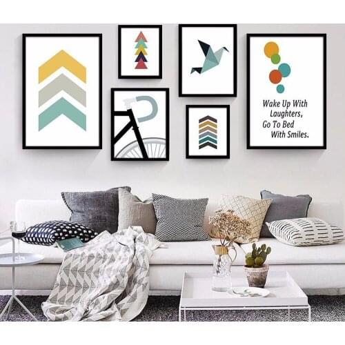 Nordic Modern Geometric Color Block Canvas Painting Abstract Bicycle Combination Poster Living Room Bedroom Decoration Pictures