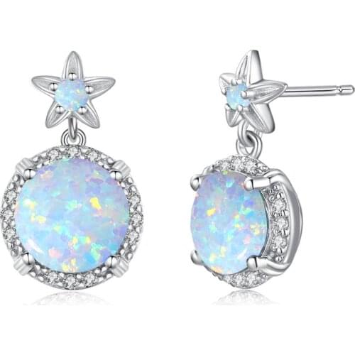 Szjinao Real 925 Sterling Silver Stud Earrings For Women Korean Designer Flower Earrings Opal Gemstone Cute Christmas Jewelry