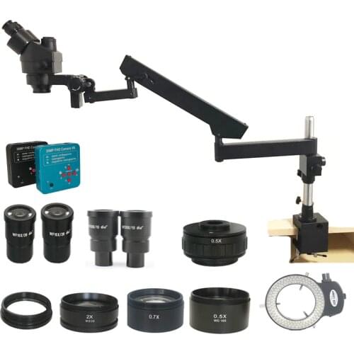 3.5X-180X Trinocular Articulating Arm Clamp Microscope 38MP HDMI-Compatible USB Digital Microscopio Camera PCB Jewelry Repair