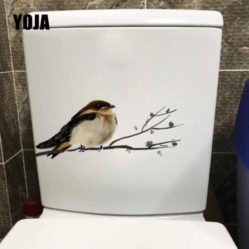 YOJA 23.6X10.2CM Toilet Decal Bedroom Home Decor Wall Sticker Hand Painted Painting Ancient Wind Birds T5-0686