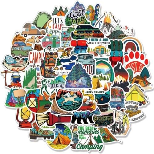 10/50PCS Outdoor Travel Tent Graffiti Stickers for Laptop Motorcycle Bike Helmet Skateboard Guitar Luggage Waterproof Decal Toys